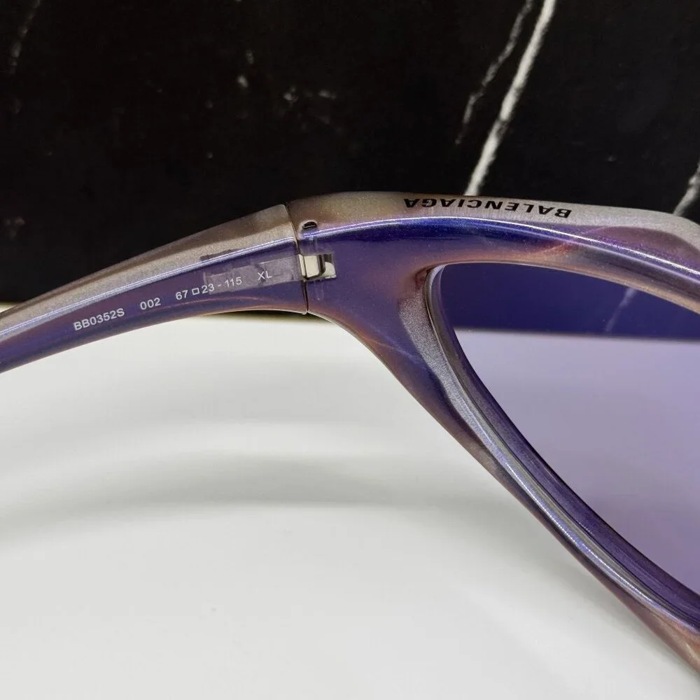 NEW BALENCIAGA SUNGLASSES PURPLE UNISEX BALENCIAGA BB0352S 002